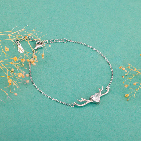 Silver Deer Heart Bracelet
