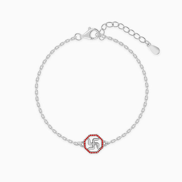 Silver Vintage Swastik Bracelet Rakhi