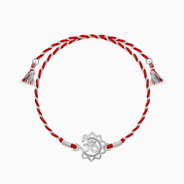 Silver Floral Om Rakhi