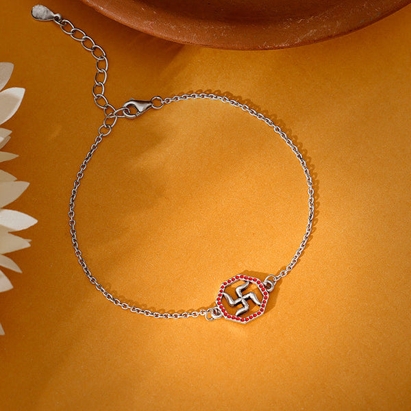Silver Vintage Swastik Bracelet Rakhi